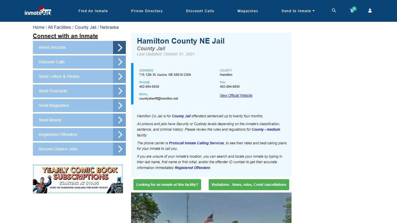 Hamilton County NE Jail - Inmate Locator - Aurora, NE