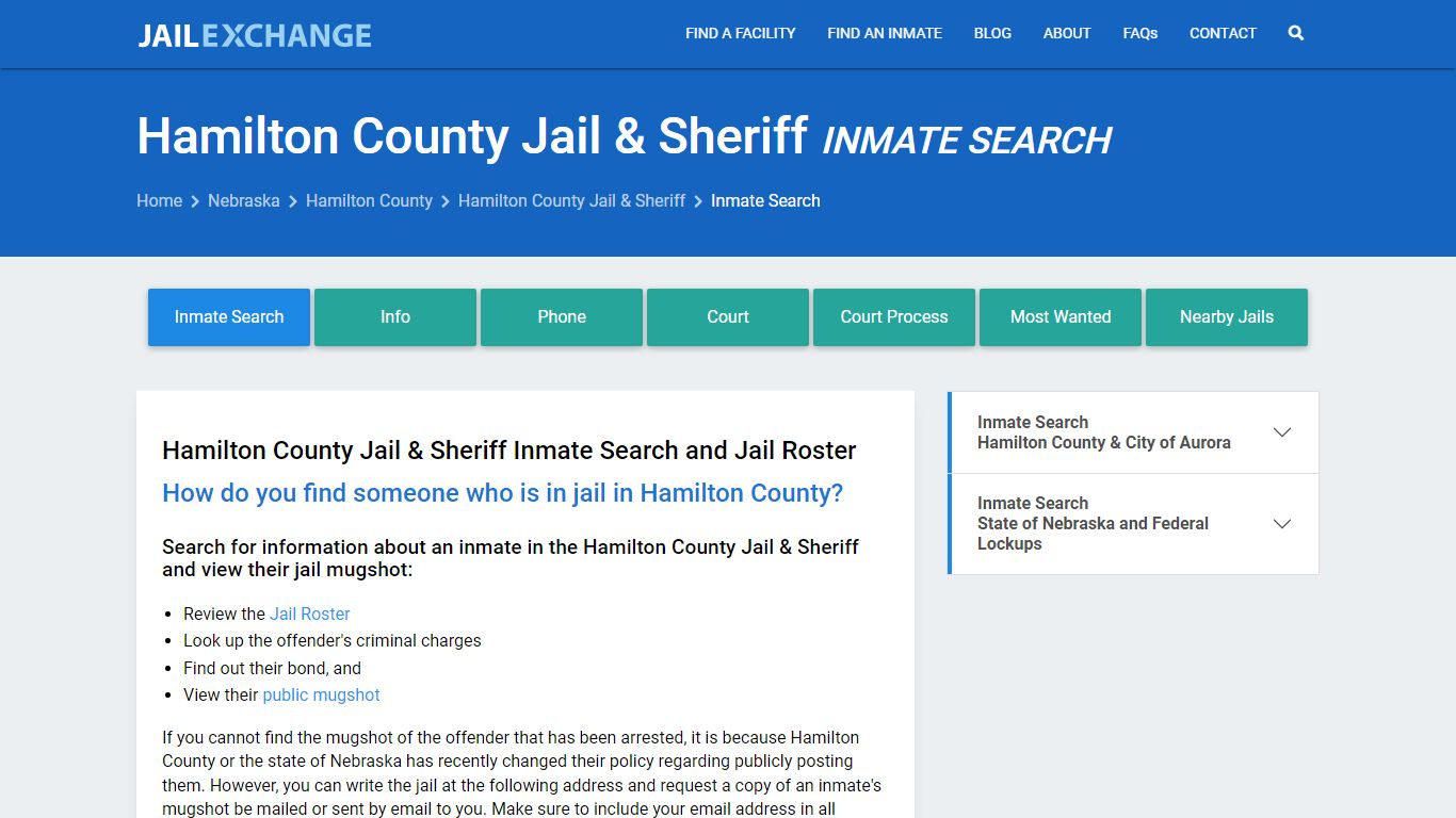Hamilton County Jail & Sheriff Inmate Search - Jail Exchange