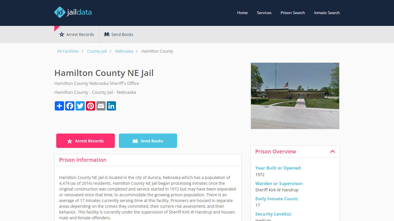 Hamilton County NE Jail Inmate Search and Prisoner Info - Aurora, NE